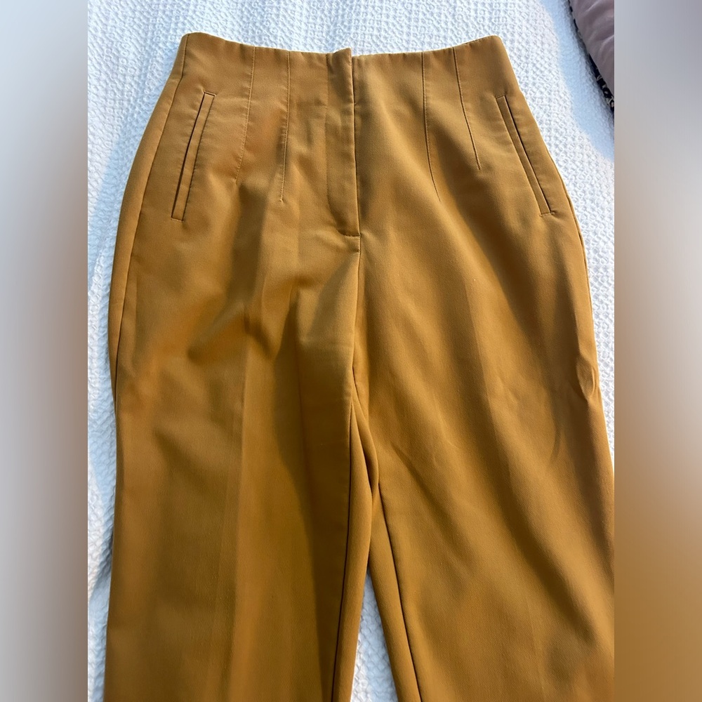 Zara Mustard High-Waisted Straight Leg Pants